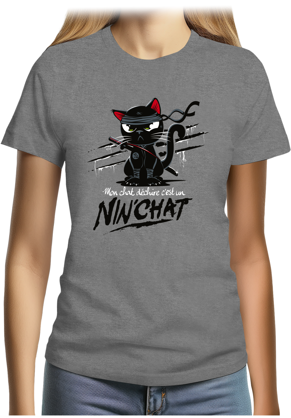 T-Shirt Femme Mon chat déchire tout c'est un ninja
