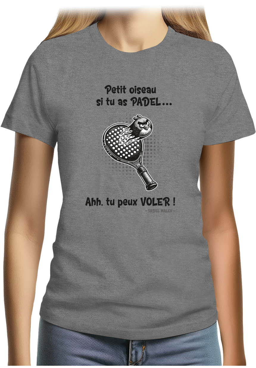 T-Shirt Femme Padel avec l'oiseau énervé