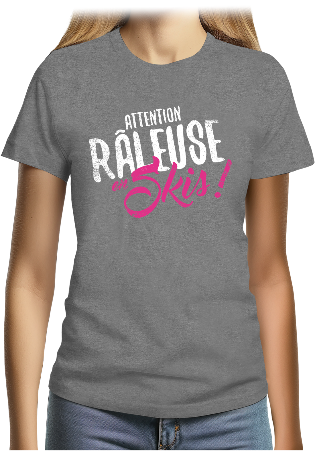 T-Shirt Femme Attention râleuse en ski
