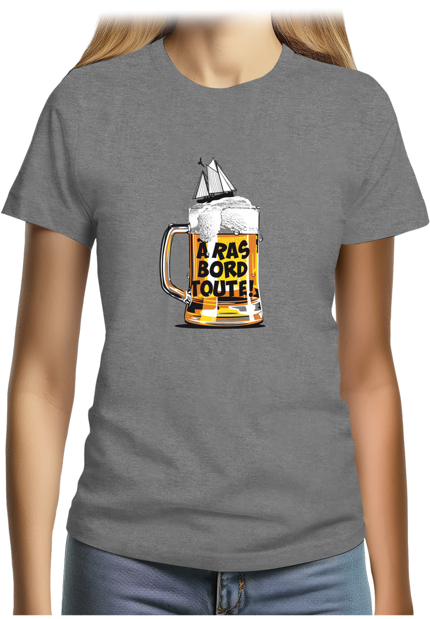 T-Shirt Femme Bière à ras bord toute en voilier