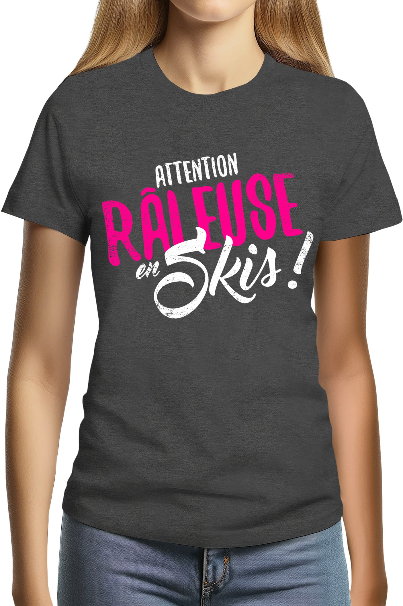 T-Shirt Femme Attention râleuse en ski