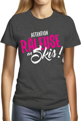 T-Shirt Femme Attention râleuse en ski