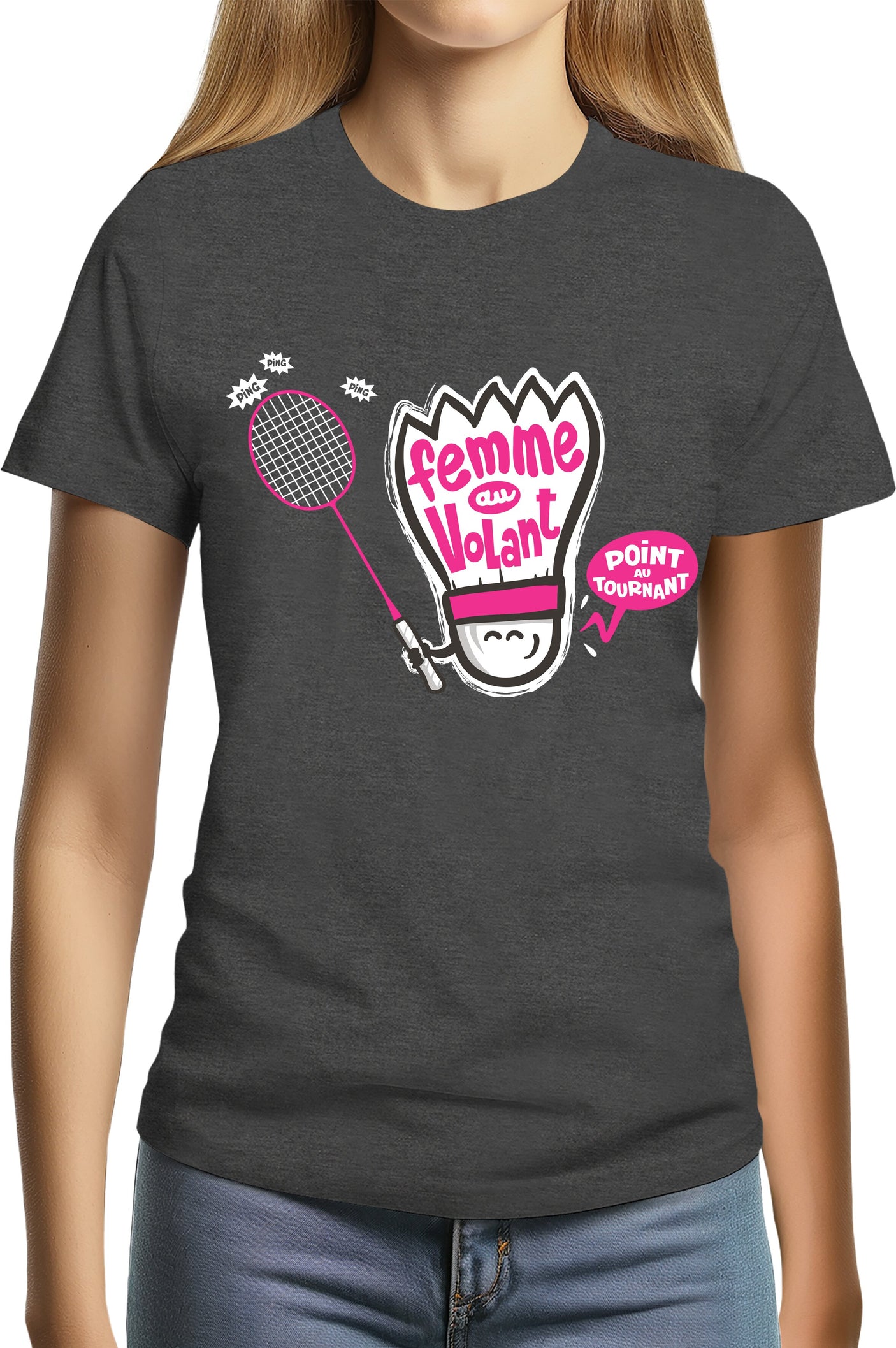 Tee-Shirt Femme Femme au volant badminton