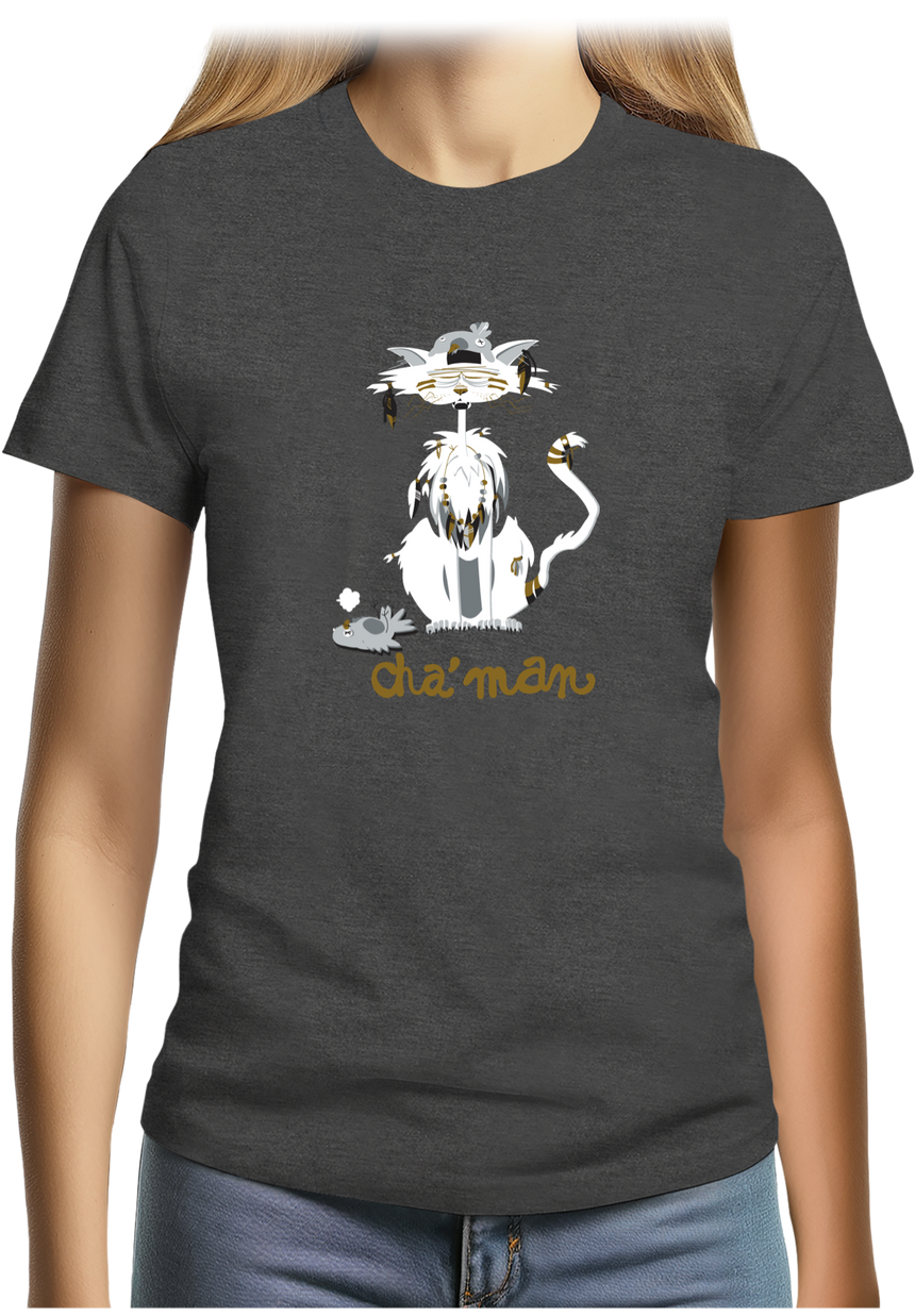 T-Shirt Femme Cha'man, le chat peace and love