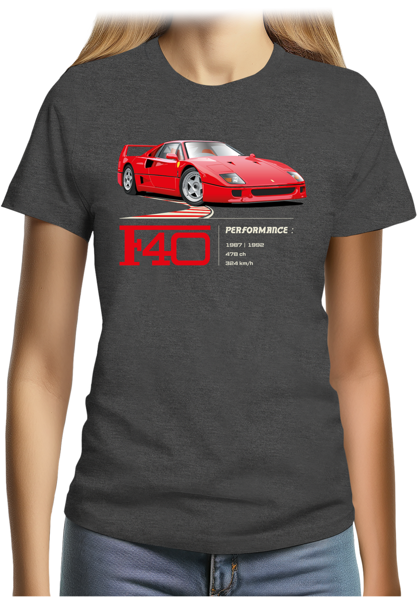 T-Shirt Femme Voiture F40 le V8 iconique