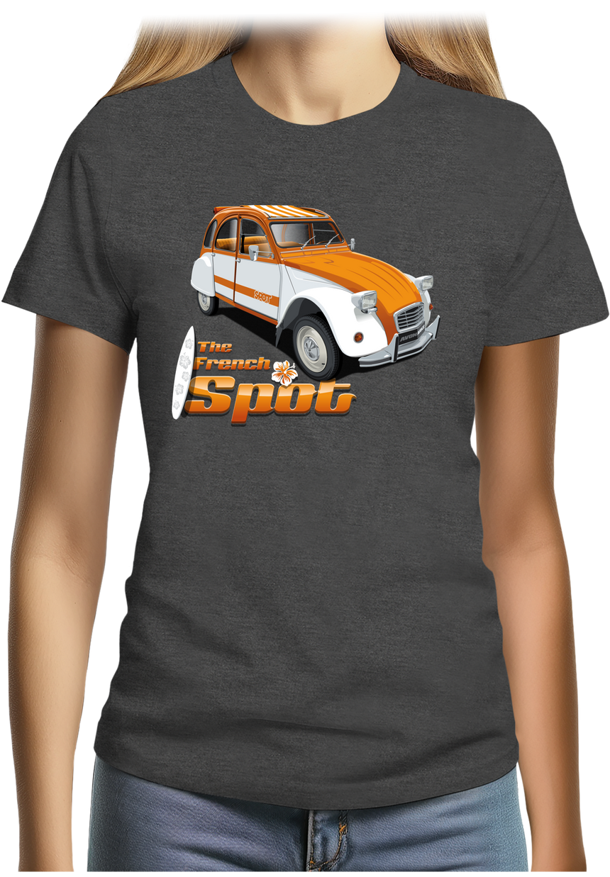 T-Shirt Femme Voiture 2CV French spot sud avec surf