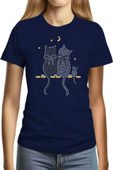 Tee-Shirt Femme Chat Souris Strass