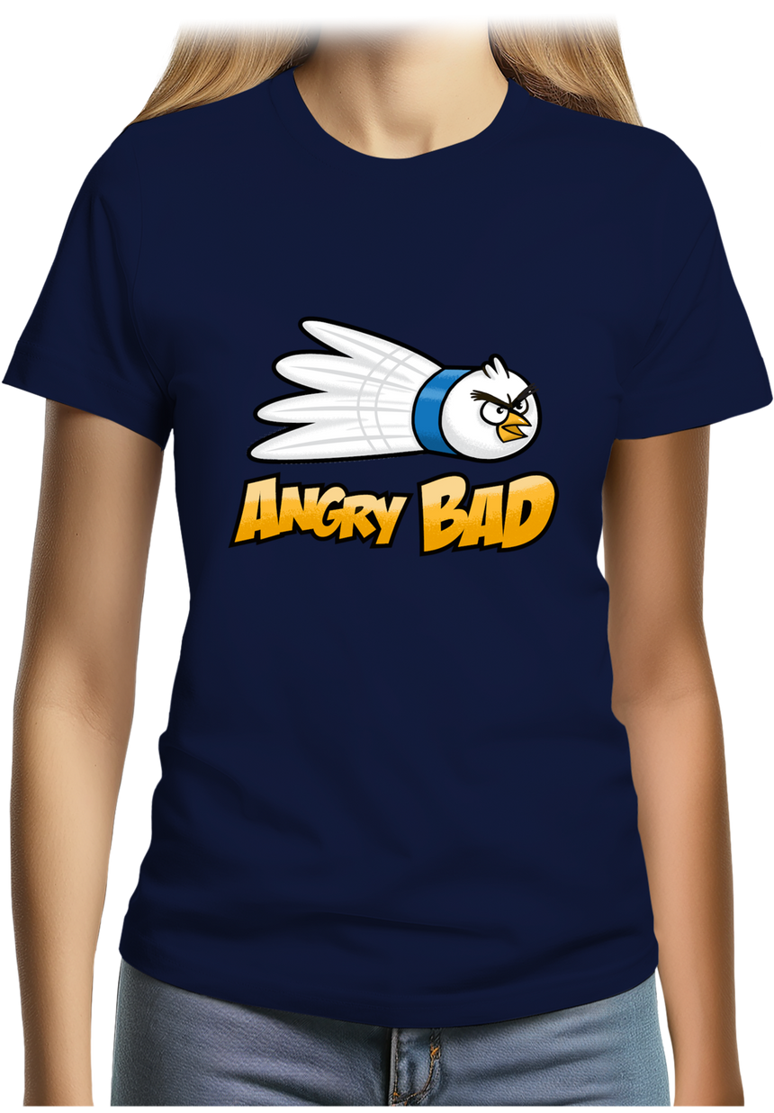 T-Shirt Femme Badminton Angry Bad, objectif tout détruire