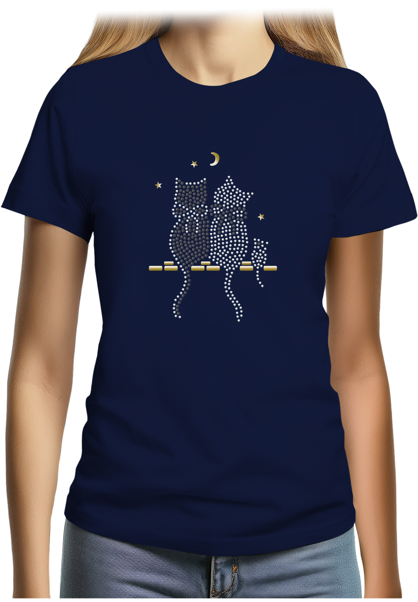 T-Shirt Femme Chat Souris Strass