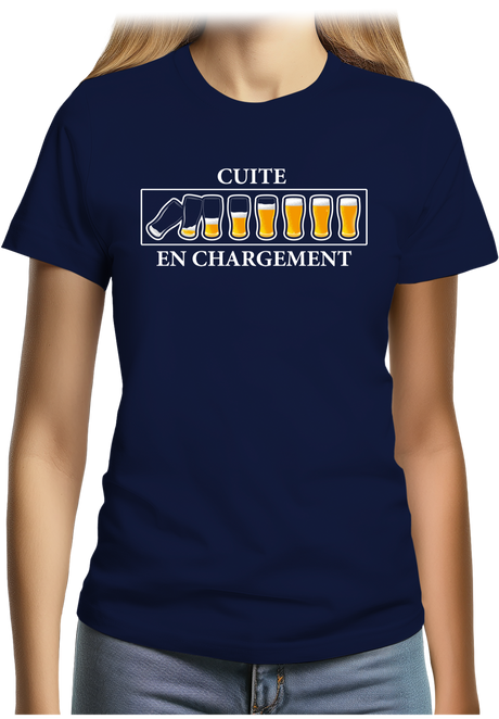 T-Shirt Femme Alcool, Cuite en chargement avec de la bière