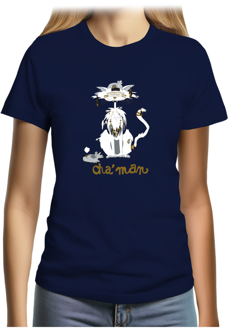 T-Shirt Femme Cha'man, le chat peace and love