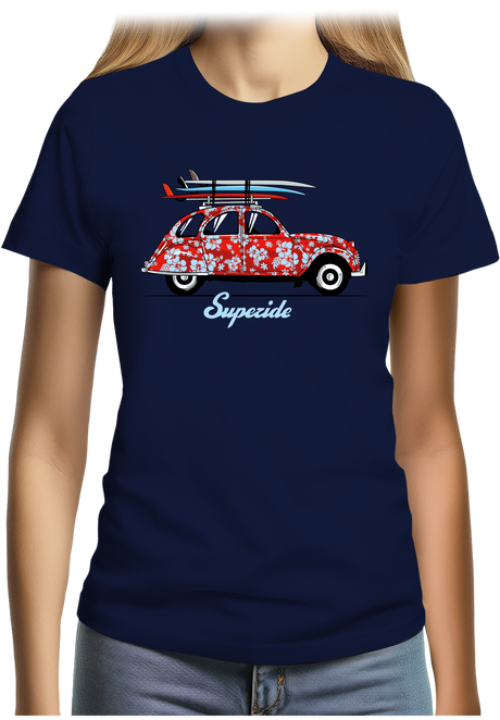 T-Shirt Femme  2CV Superide surf en été