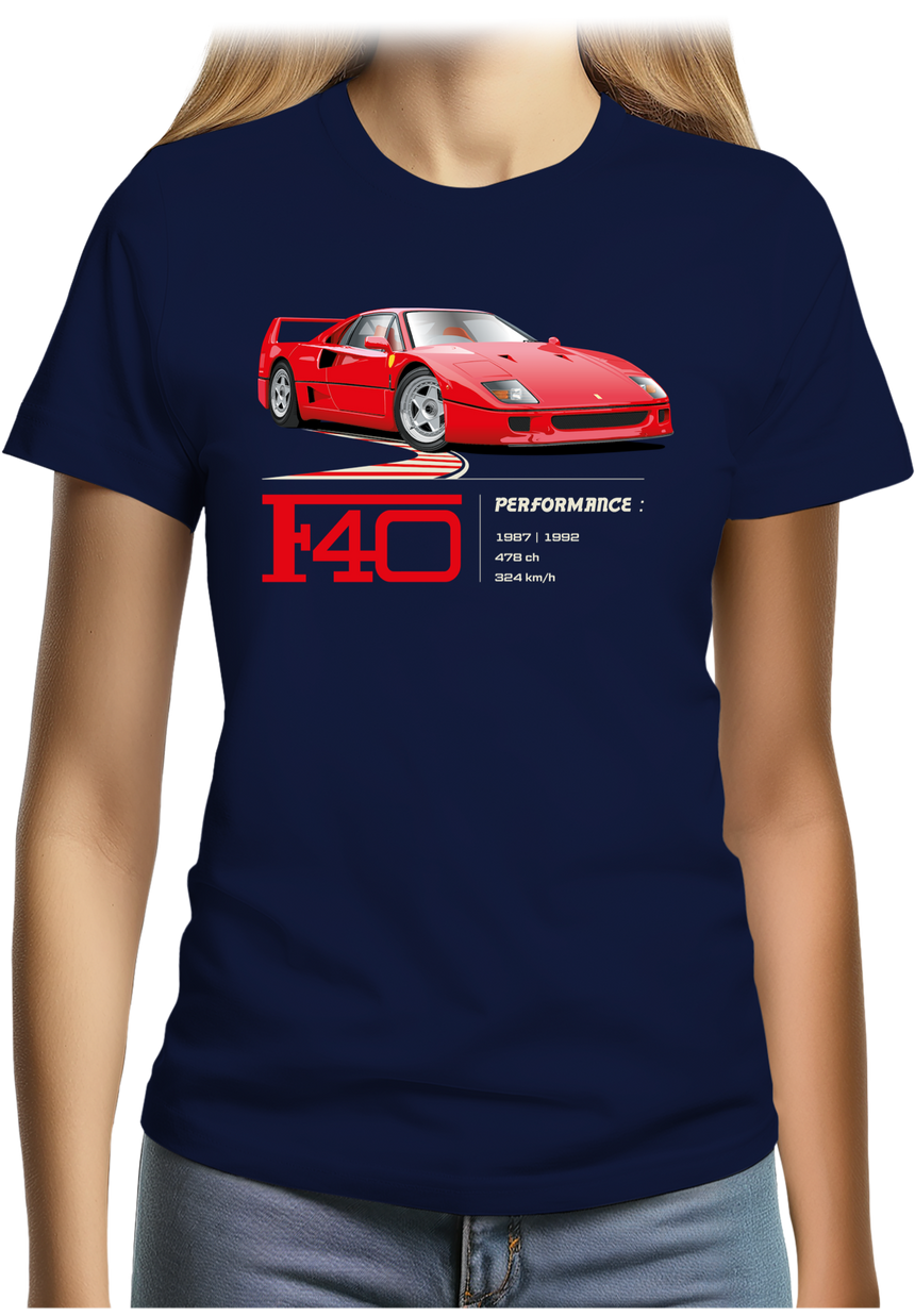 T-Shirt Femme Voiture F40 le V8 iconique