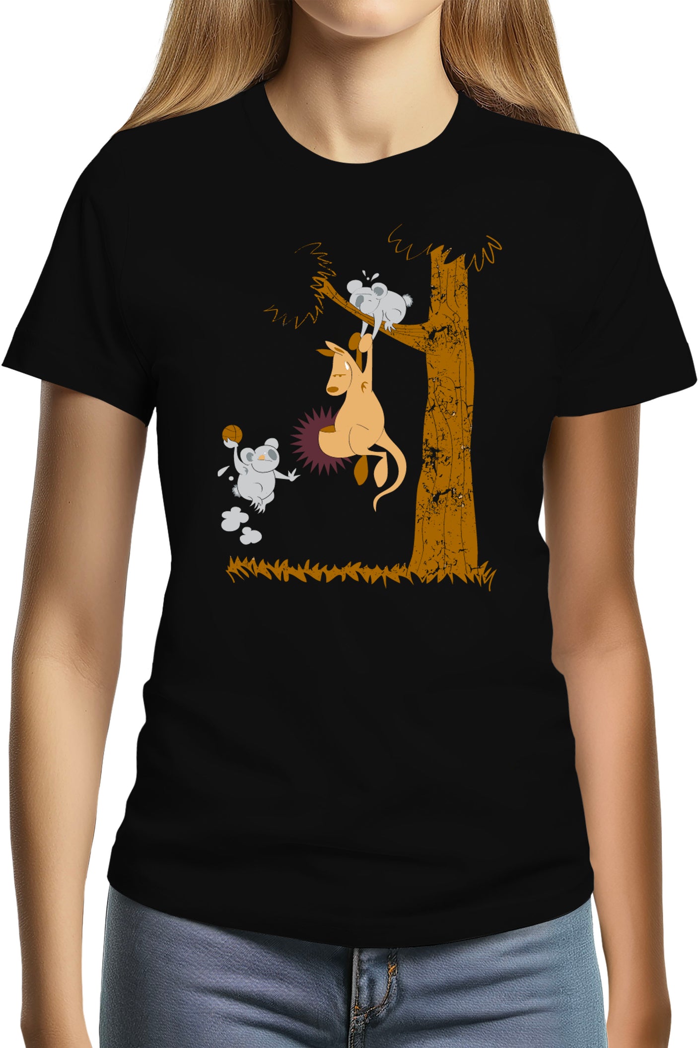 Tee-Shirt Femme Basket kangourou et koala
