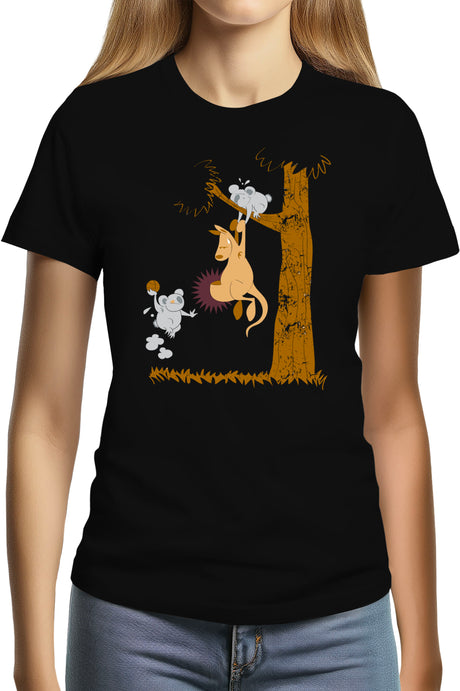Tee-Shirt Femme Basket kangourou et koala