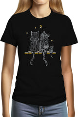 Tee-Shirt Femme Chat Souris Strass