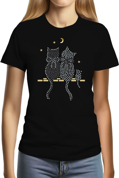 Tee-Shirt Femme Chat Souris Strass