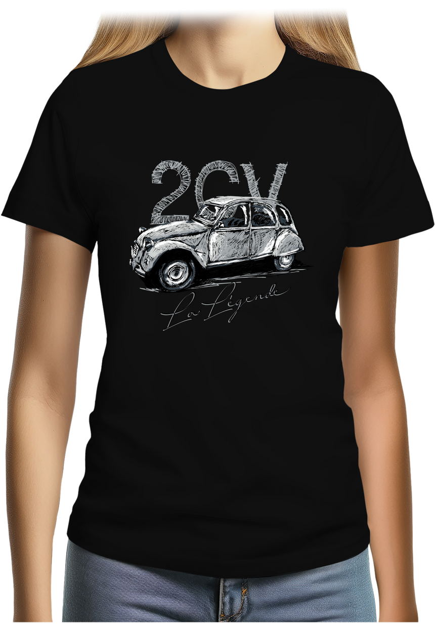 T-Shirt Femme La voiture 2CV en dessin