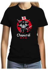 T-Shirt Femme Chat en samouraï