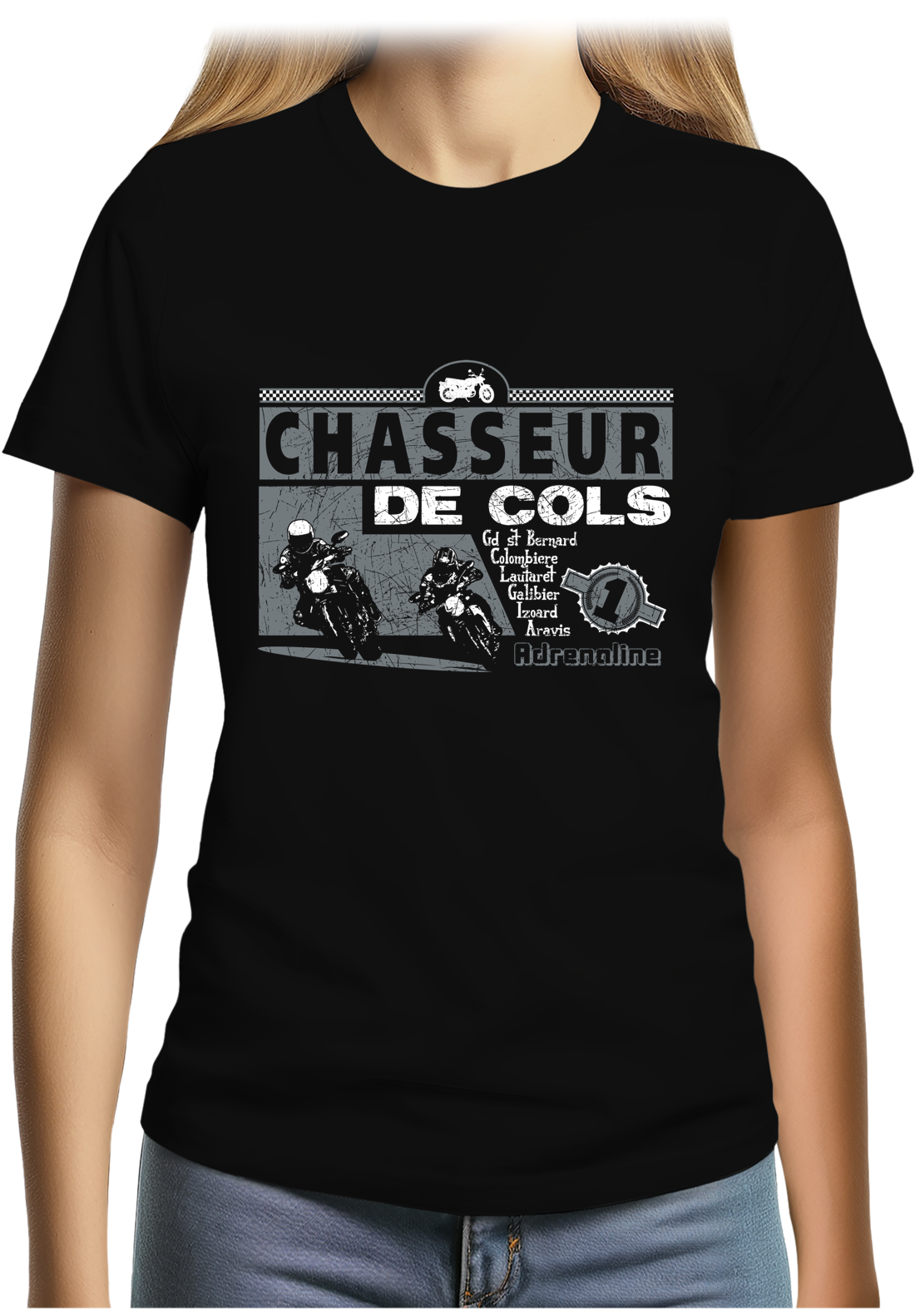 T-Shirt Femme Chasseurs de cols adrenaline moto