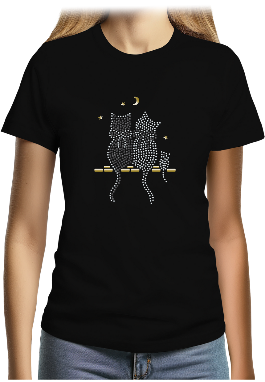 T-Shirt Femme Chat Souris Strass