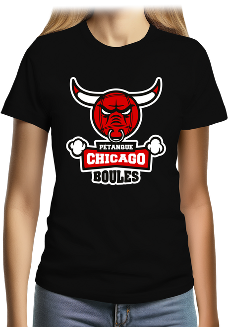 T-Shirt Femme Pétanque Chicago Boules