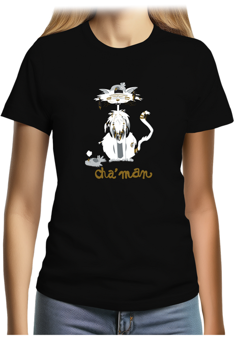 T-Shirt Femme Cha'man, le chat peace and love