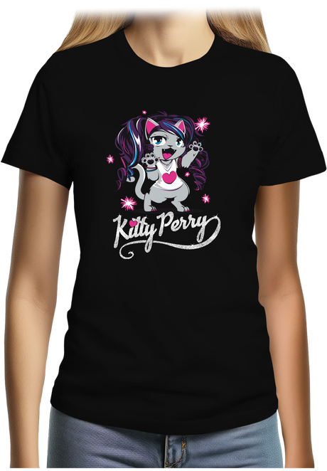 T-Shirt Femme Chat parodie de la chanteuse avec paillette