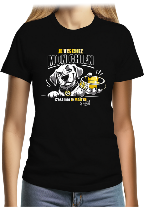 T-Shirt Femme Je vie chez mon chien