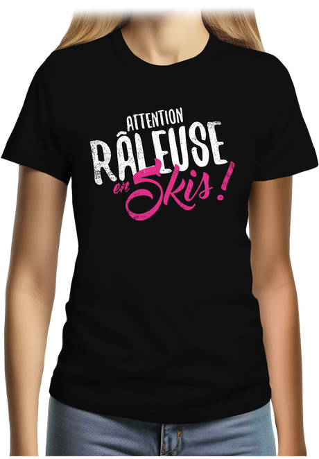 T-Shirt Femme Attention râleuse en ski