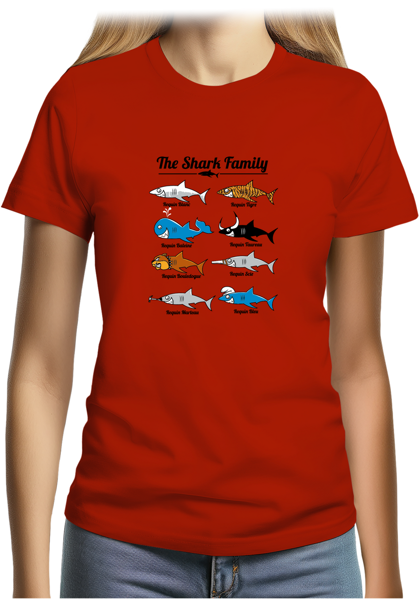T-Shirt Femme La famille requin