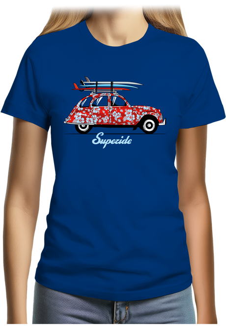 T-Shirt Femme  2CV Superide surf en été