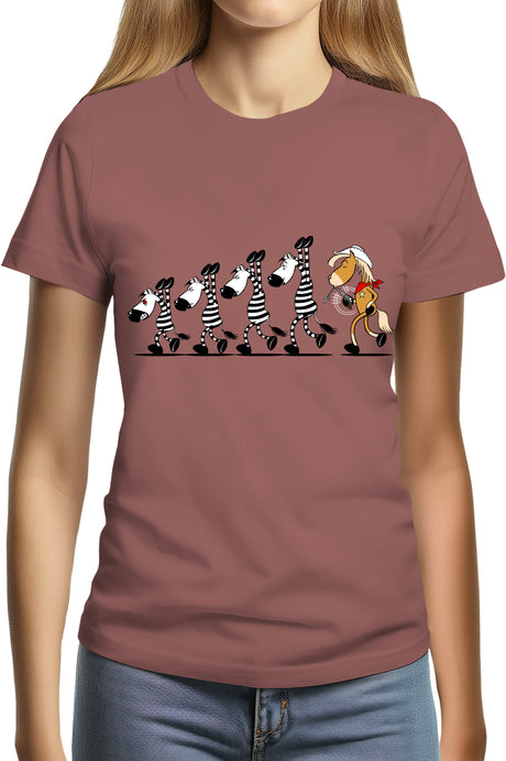T-Shirt Femme Fin De Cavale zèbre et cheval