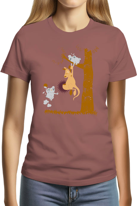 Tee-Shirt Femme Basket kangourou et koala