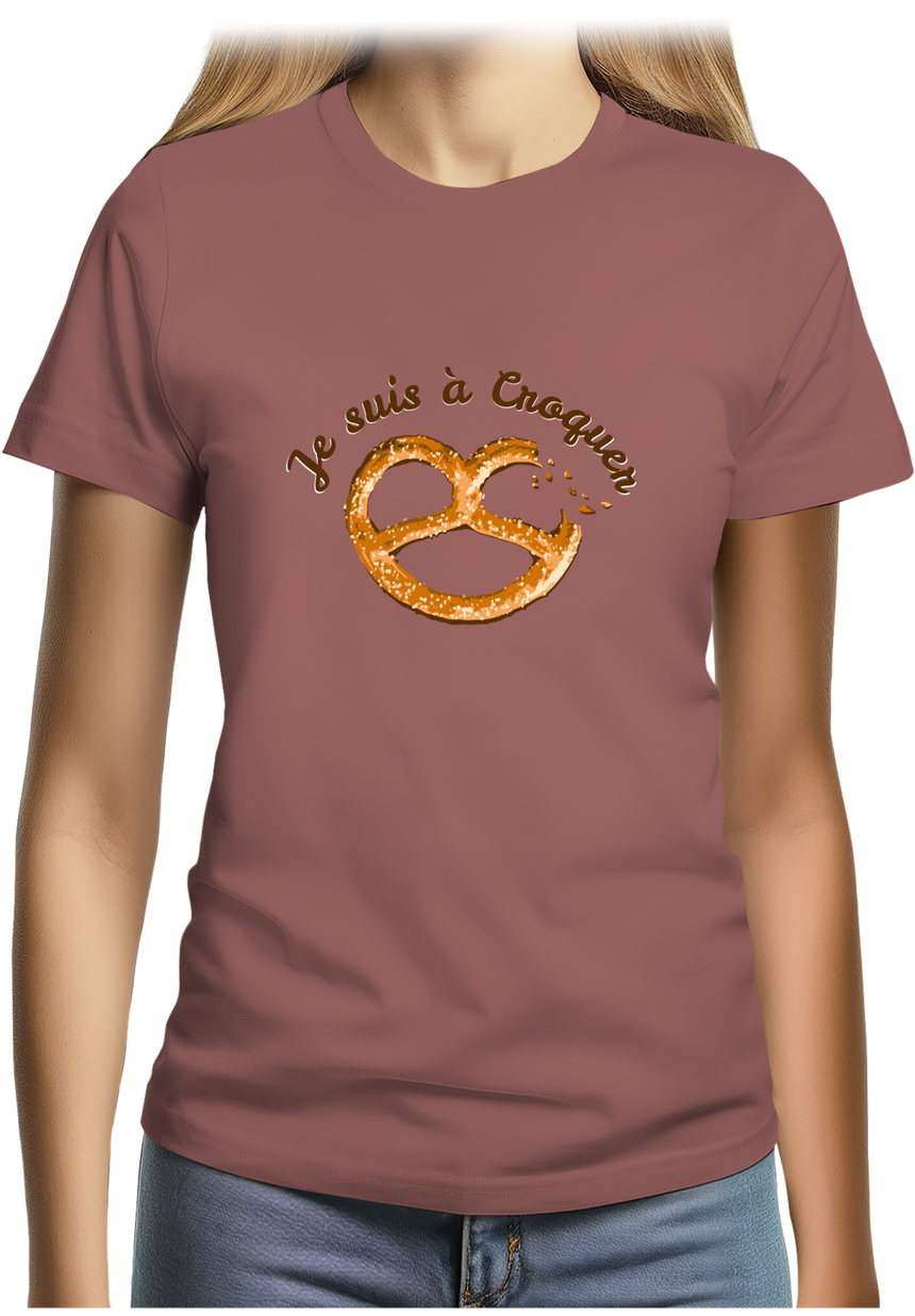 T-Shirt Femme Je suis à croquer Bretzel d'Alsace