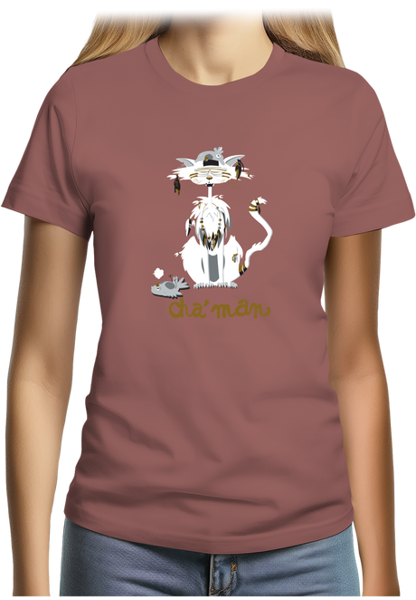 T-Shirt Femme Cha'man, le chat peace and love