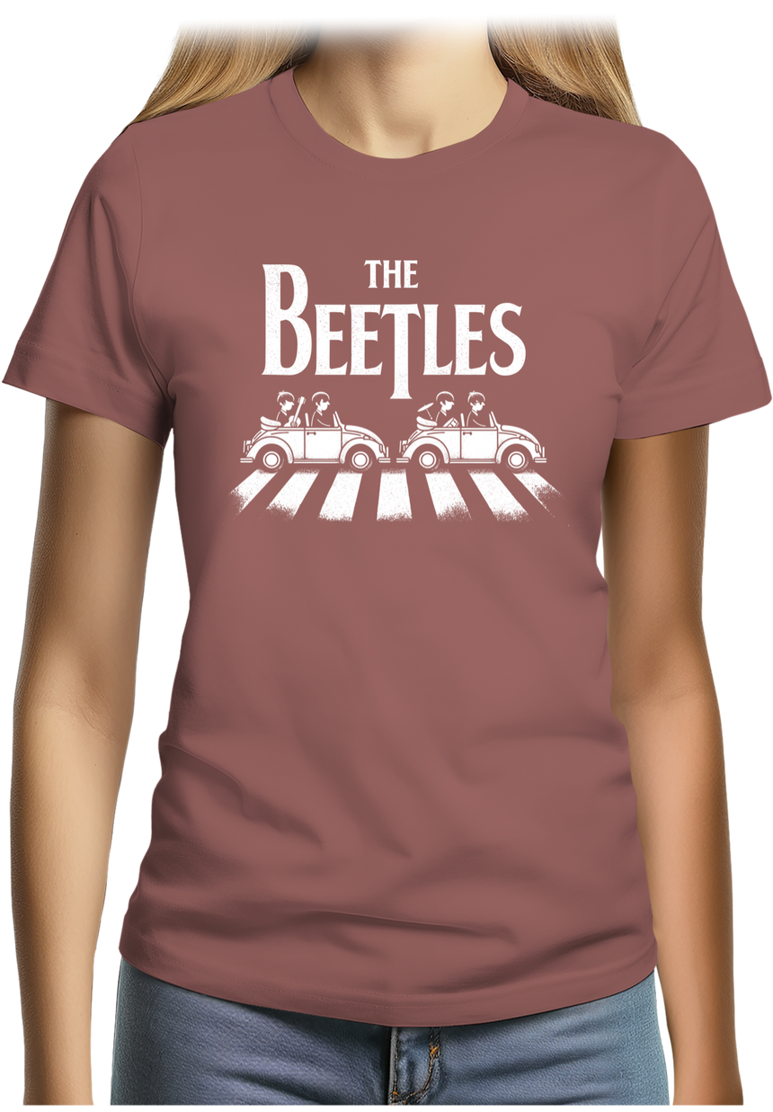 T-Shirt Femme The beetles, voiture coccinelle qui traverse