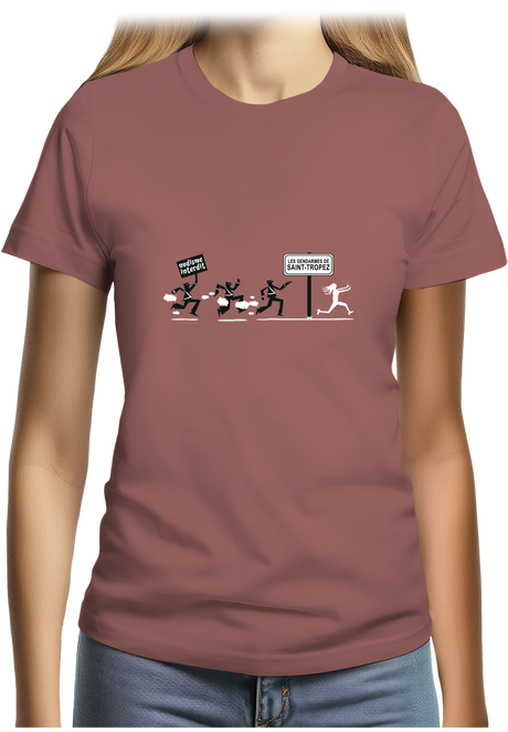 T-Shirt Femme Nudisme interdit sur la plage à St Trop (Recto/verso)