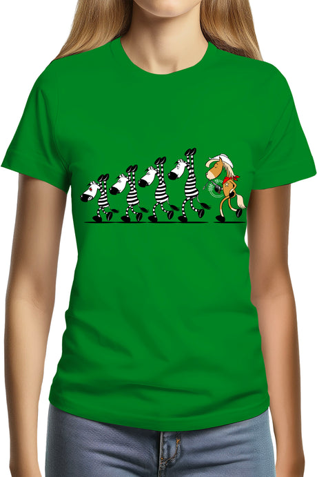 T-Shirt Femme Fin De Cavale zèbre et cheval