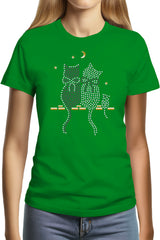 Tee-Shirt Femme Chat Souris Strass