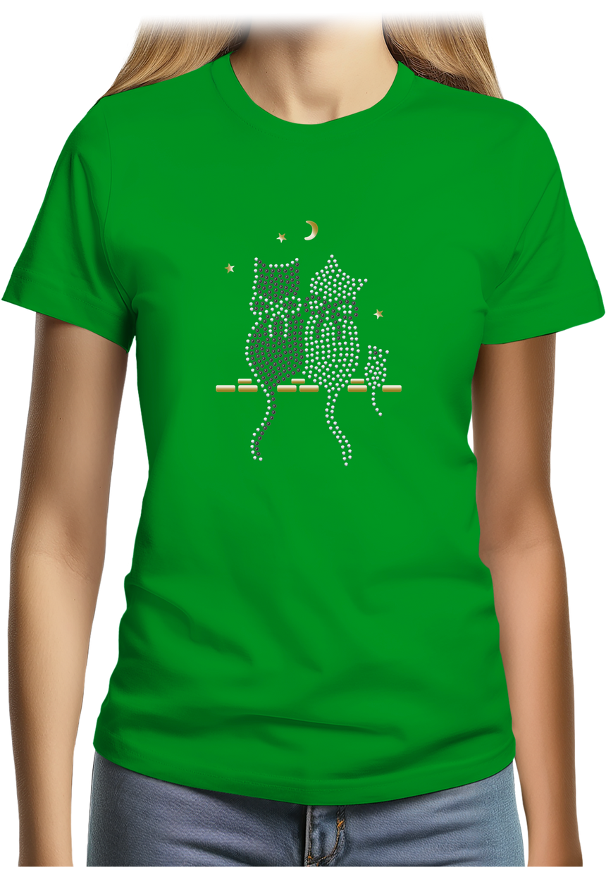 T-Shirt Femme Chat Souris Strass