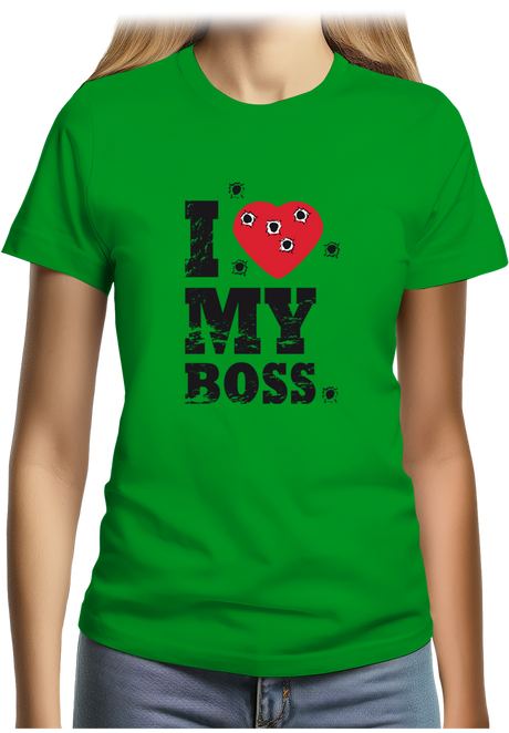 T-Shirt Femme I Love My Boss cible de tire