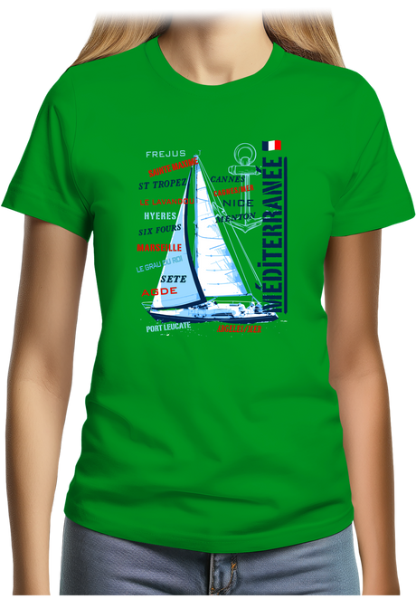T-Shirt Femme Voilier cote méditerranée