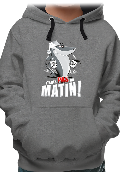 Sweat Enfant Requin je suis pas du matin