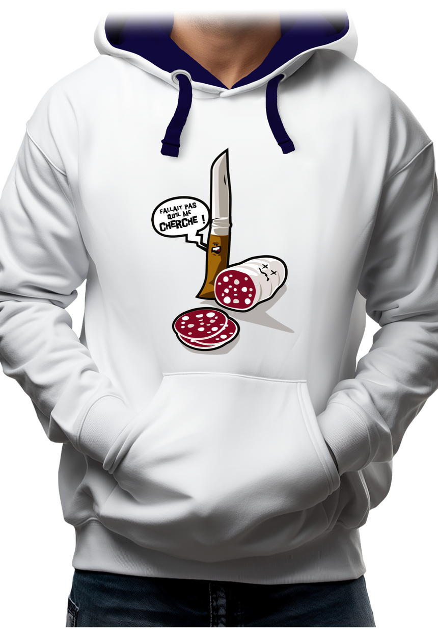 Sweat Adulte Fallait pas saucisson VS couteau de Savoie