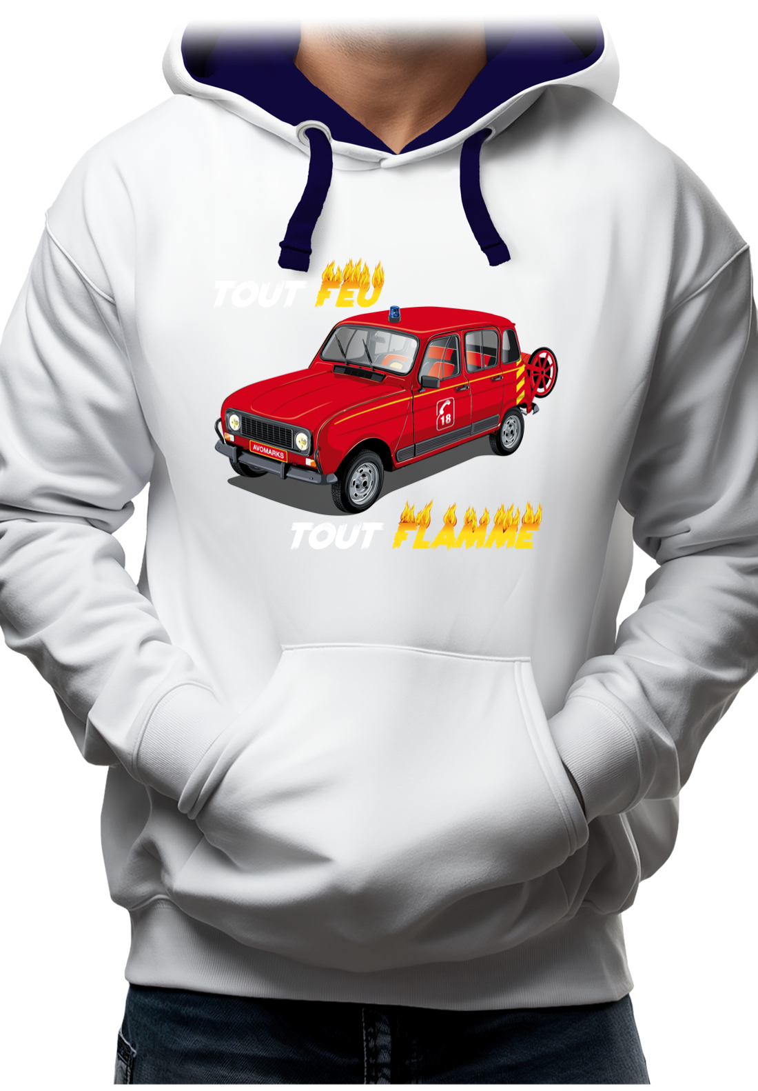 Sweat Adulte 4L pompier tout feu tout flamme