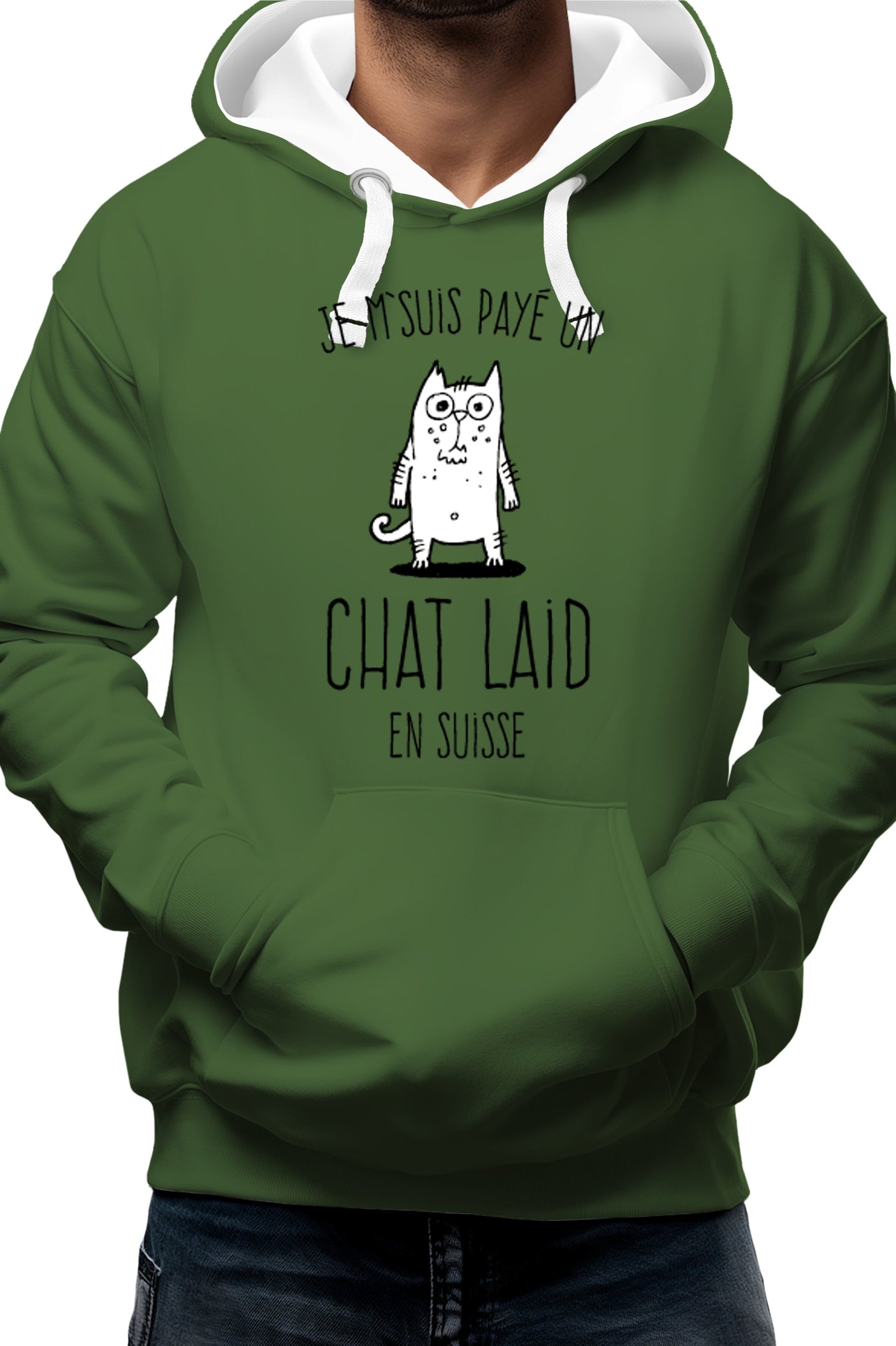 Sweat Adulte Jeux de mot : Un chat laid en suisse