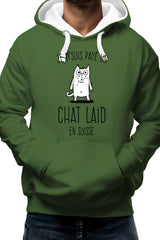 Sweat Adulte Jeux de mot : Un chat laid en suisse