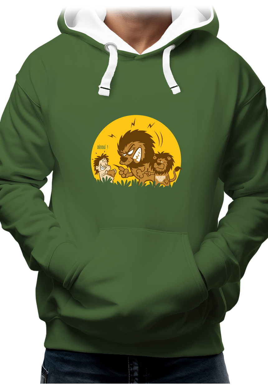 Sweat Adulte Lion et bébé dans la savane