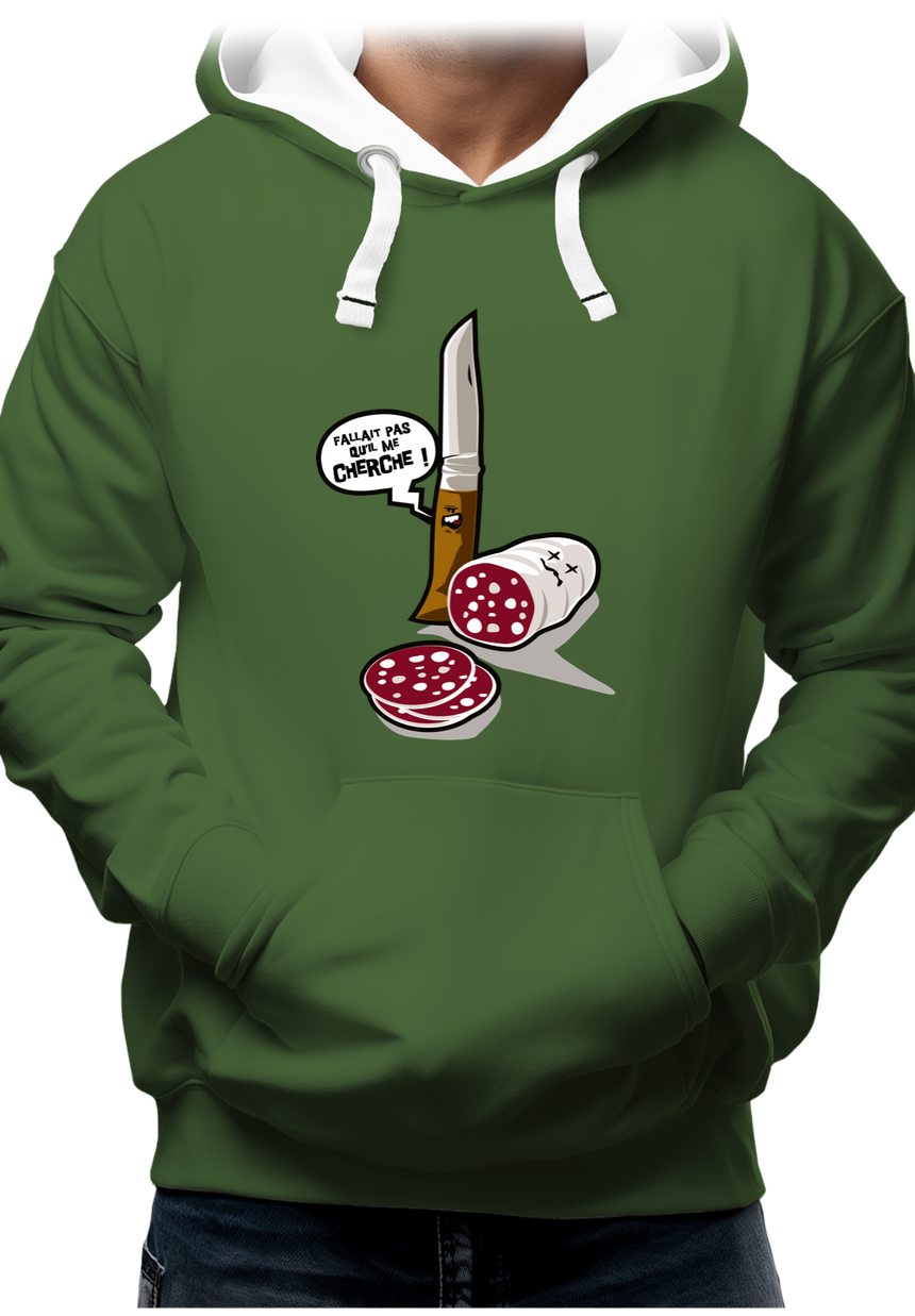 Sweat Adulte Fallait pas saucisson VS couteau de Savoie